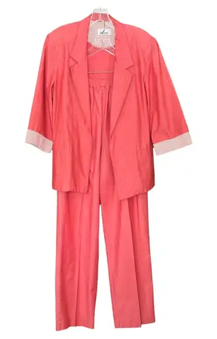 Vintage Summer Pants Suit By Devon In Pink Rouge Size 10