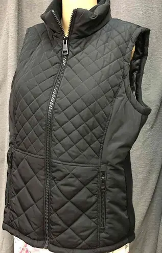 Andrew Marc Black Sleeveless Quilted Womens Zip-Up Vest medium