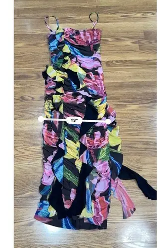 ROCOCO SAND multi floral bodycon Chris Midi Dress small Black