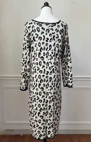 Velvet By Graham And Spencer Leopard Knit Long Sleeve Midi Dress L