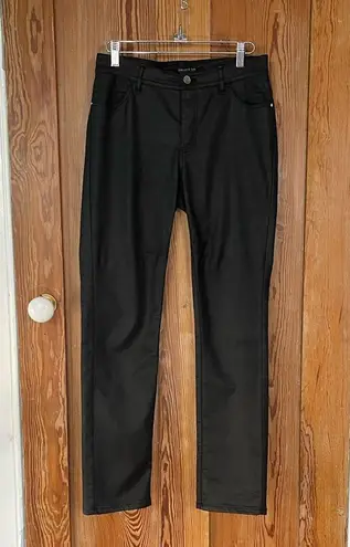 ✨ Lafayettee 148 Waxed Denim Thompson Jeans Slim Straight Leg Black Jean Size 0