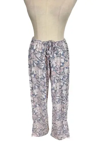 Pax Philomena Laura Floral Gray Block Print Long Sleeve Pajamas Set Size L