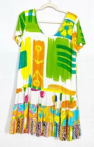 Jams World Vintage Hattie Drop Waist Ruffle Hawaiian Aloha Dress Floral Icon