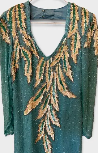 Lillie Rubin Sequin Leaf Design Evening Vintage Dress (L) Size L