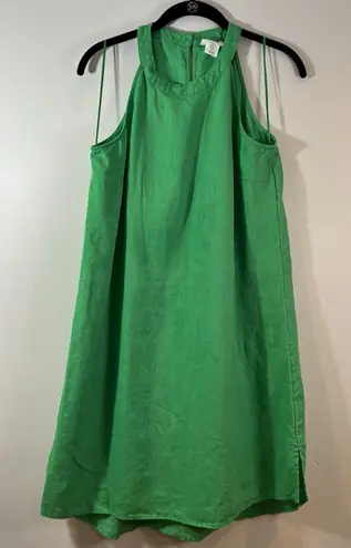 Sigrid Olsen Green 100% Linen Sheath Dress, Date night , Halter, Minimalist, M - Image 1