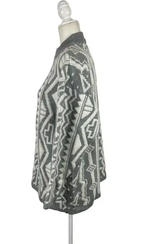 Kitty Hawk Retro Mix Print 80s Pullover Knit Sweater with Shoulder Pads Medium