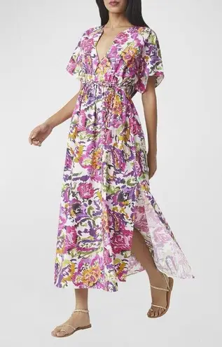 MISA Los Angeles MISA Setareh Floral-Print Belted Midi Shirtdress Size M