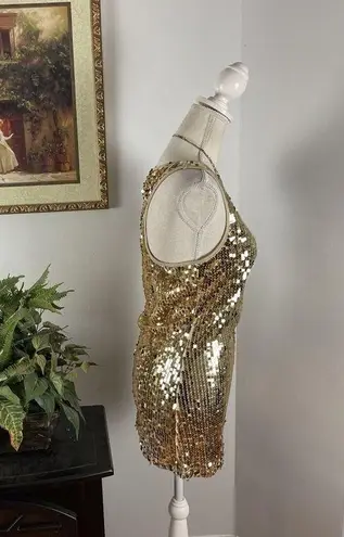 IMAGINARY VOYAGE Tank Top Large Sequin Club Sparkle Bling Party Evening Lined