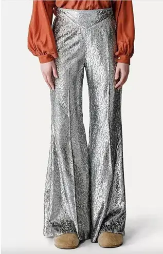 Forte Forte Encanto Fil Coupe Lurex Flare Pants Estrella Silver Womens Size 00 U