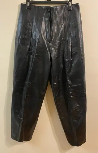 Vintage VTG 1990s Toffs Womens Leather Pants Wide Leg Size 14 30" Inseam Black