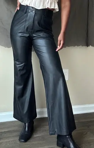 Maeve by Anthropologie Black Faux Leather High Waisted Pants US Size 8