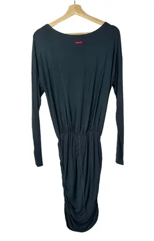 Hard Tail Blue Gray Ruched Cinched Side Long Sleeve Knee Length Dress S