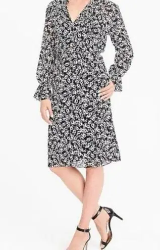 J. Crew Black Printed Flowy Shirt Dress Size Small Black