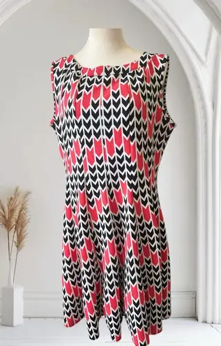 Haani Black and Red Sheath Dress Crew Neck Midi Size PL