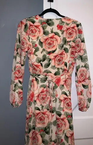 Bobeau High Low Large Floral Print Wrap Dress Size XS