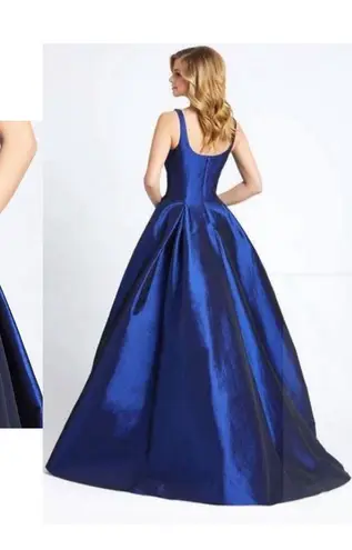 Mac Duggal 12225 Sapphire Front Slit Square Neck Ballgown With Train, Size 6
