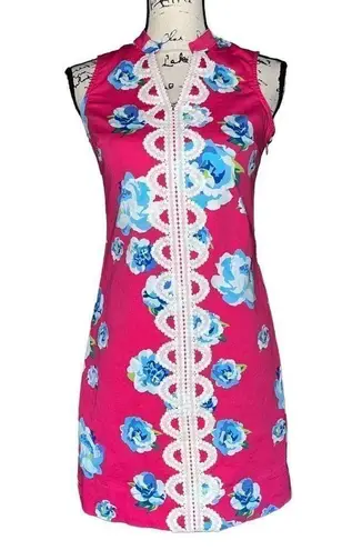 Mud Pie hot pink & blue flowered sleeveless dress XS