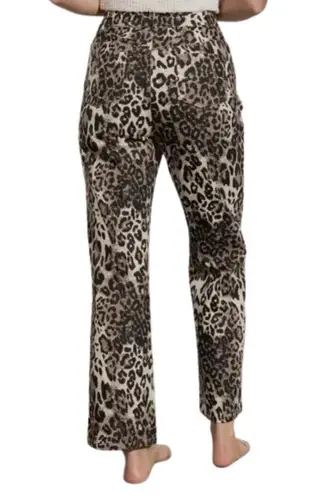 PaperMoon Leopard Print High Rise Jeans Wide Leg Cropped Size Medium NEW