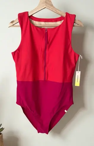 Summersalt the surge zip Front one piece swimsuit summer berry 12 NEW