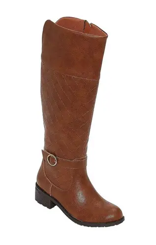 st. john's bay  Women’s Deer Stacked Heel Riding Boots Cognac (Memory Foam)