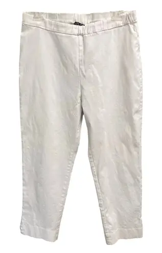 Clara Sun Woo Pants Womens 1X Straight Leg Pull On White Stretch USA Crop Resort