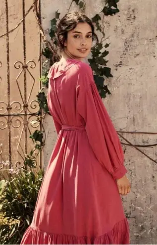 πDOENπ Everest Dress ~ Camilia Long Sleeve 100% Silk Cottagecore Small S NWT Pink