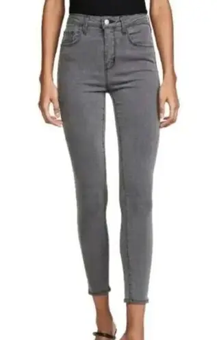 L'Agence  Jeans Womens 24 Grey Margot Skinny High Rise Denim Ankle Cotton Blend