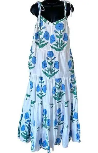 Beau & Ro Block Print Westport Maxi with Pockets White Size XL