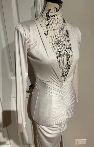 Vintage y2k Draped V deep plunge long sleeve Duster Oversized Top