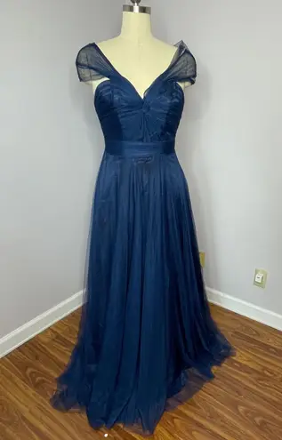 Allure Bridesmaid Style 1450 Navy Tulle Dress 10 Blue