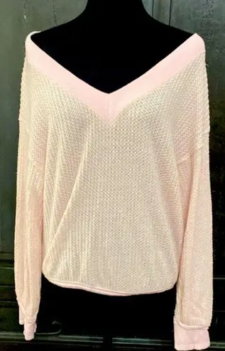 Inspired Hearts Rugged Waffle Knit longsleeves Soft pink sweater Size Large