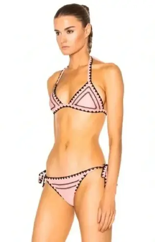 SAME Swim Catch String Bikini Top Rose & Black Size M Medium Pink