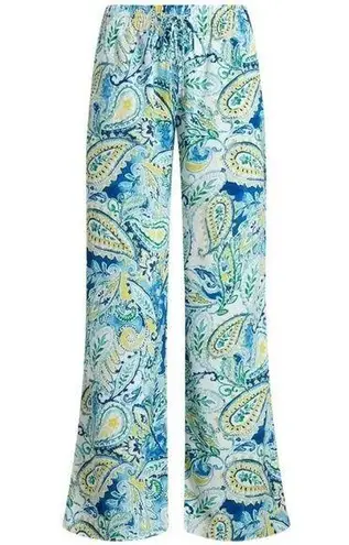 Ralph Lauren  Paisley Print Palazzo Wide Leg Pants in Blue Size Medium