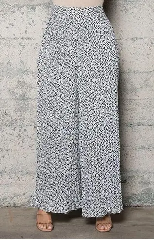 Melrose with Love B&W Spotted Wide Leg Pants Black Size L