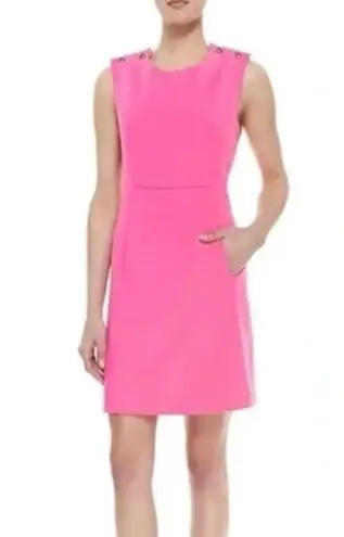 Shoshanna Dress Pink Sleeveless Shift Dress Sz 2 EUC w/Gold Buttons at Shoulders