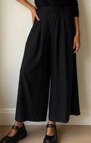 Vintage Forenza Black Wide Leg Cropped Palazzo Boho French Girl Effortless Chic Size M