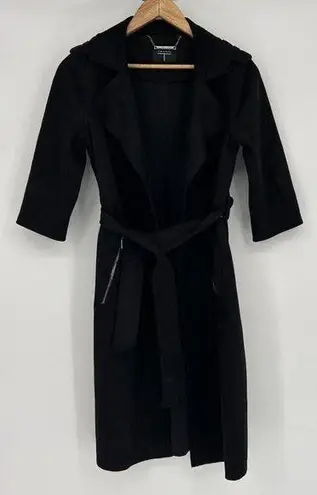 Tahari Wrap Coat Soft Faux Suede Black Belted Trench Women’s Small