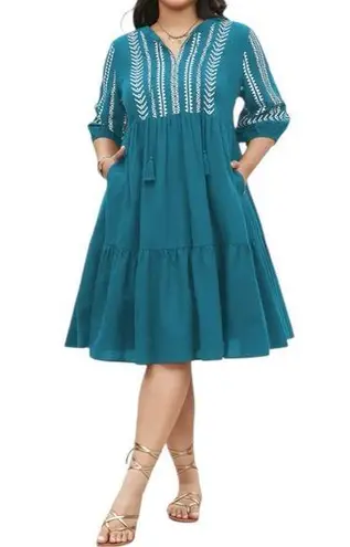 BloomChic Cotton Bandana Print Tassel Trim Midi Dress size 14