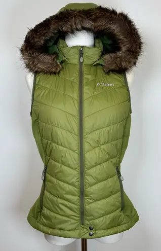 Klim ‘Waverly’ Insulated Vest Detachable Fur Trim Hood Women’s Size Medium Green