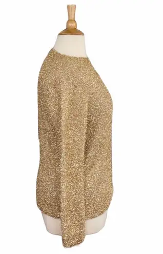 Classic Sparkly Gold Fuzzy Knit Sweater Size XL