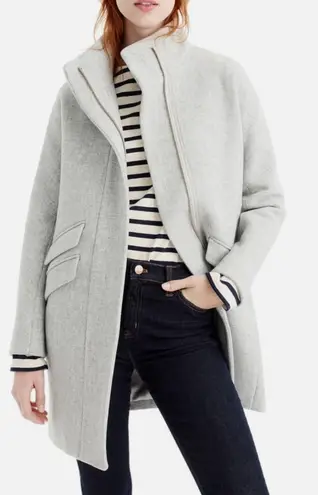 J.Crew Italian Stadium Cloth Coat Gray Nello Gori Wool Zip Funnel Neck 12/14