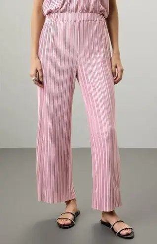 ATLEIN COLLECTIVE Pink Pleated Texture Mauve Plisses Flowy Pants Size 12