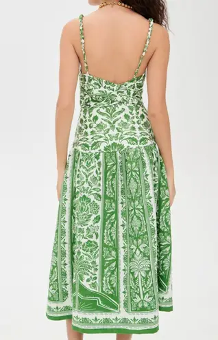 Farm Rio Delicate Tapestry Green Floral Linen Midi Dress $265 New W/ Tags Medium