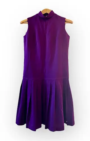 Vintage Parade Sleeveless Purple Mock Neck Shift Dress, Dropped Waist sz. M Size M