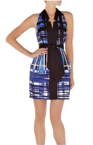 Karen Millen Blue Black Halter Dress Size 6 US