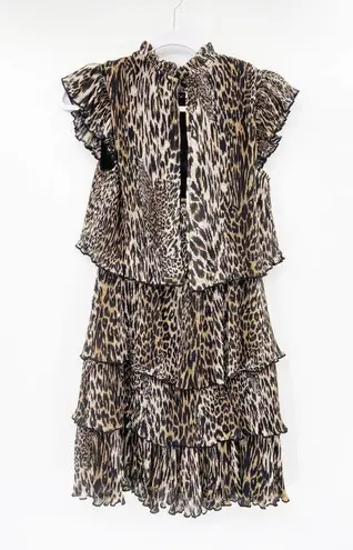 All Saints Antheia Kiku Animal Print Tiered Mini Dress Size 4 NWT