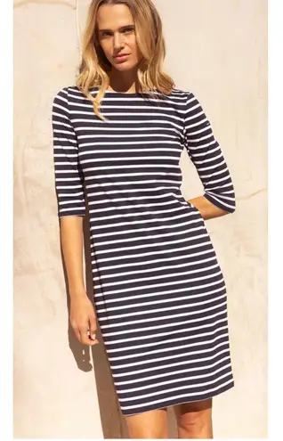 Saint James Nautical Stripe Dress Anti UV Stretch Fabric Size 6 Blue