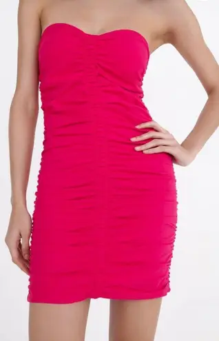 ZARA  Ruched Corset Dress in Fuchsia