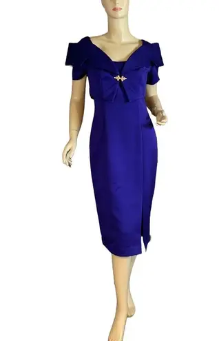 Alex Evenings VINTAGE 1990'S ELECTRIC PURPLE/BLUE COCKTAIL DRESS & BOLERO SET 6