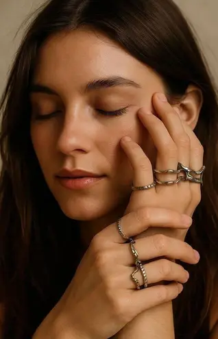 Women's Unbranded Silver Tone Organic Wavy Rings Set